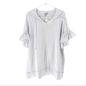 Live Well Women's Plus Size Ruffle Sleeve Hoodie Sweatshirt - 18/20